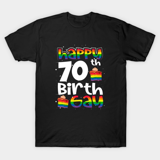 Gay Lesbian Pride Rainbow Flag LGBTQ 70TH Birthday Birthgay T-Shirt by BonnaVida